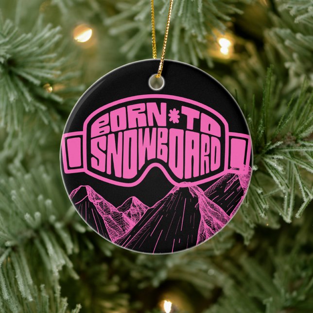 Adorno De Cerámica Navidades de snowboard rosados y negros (Subido por el creador)