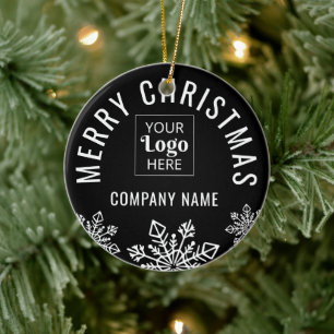 Adorno De Cerámica Navidades de Snowflake con logotipo empresarial