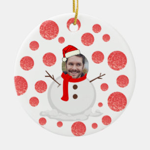 Adorno De Cerámica Navidades de snowman con fotografía graciosa perso
