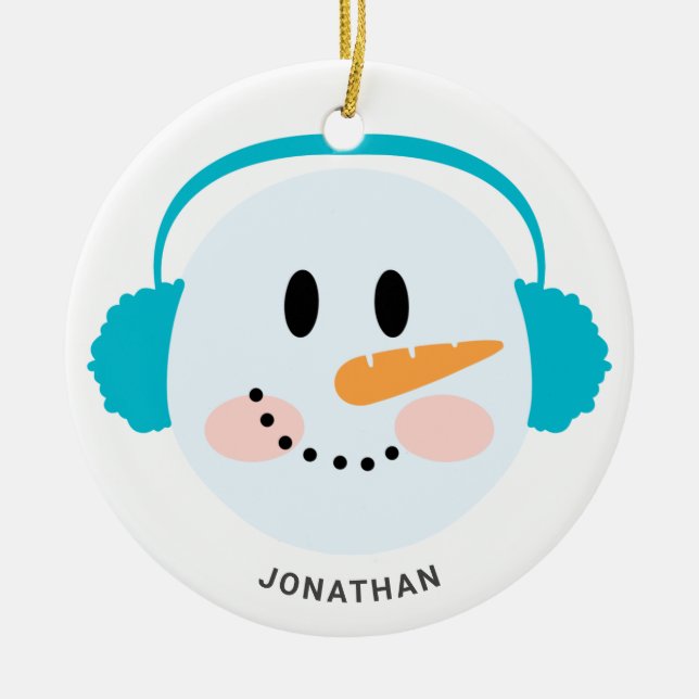 Adorno De Cerámica Navidades de Snowman personalizados en invierno (Frente)