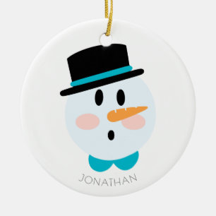 Adorno De Cerámica Navidades de Snowman personalizados en invierno