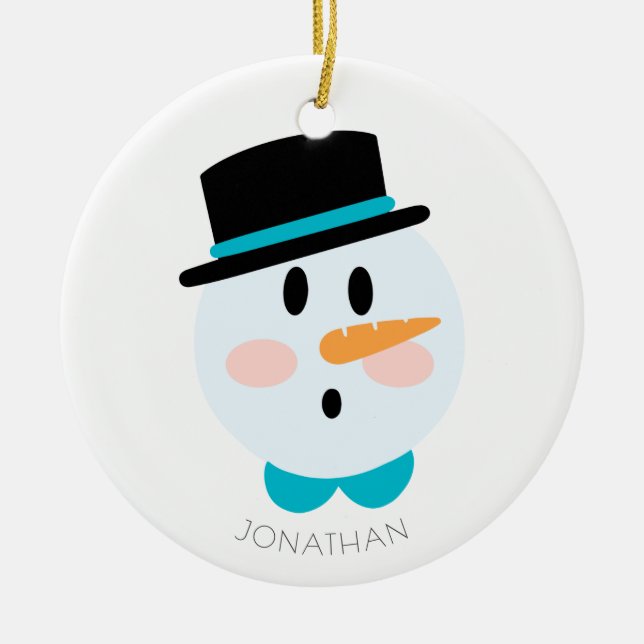 Adorno De Cerámica Navidades de Snowman personalizados en invierno (Frente)