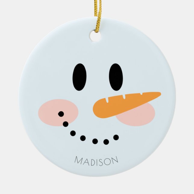 Adorno De Cerámica Navidades de Snowman personalizados en invierno (Frente)