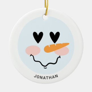 Adorno De Cerámica Navidades de Snowman personalizados en invierno