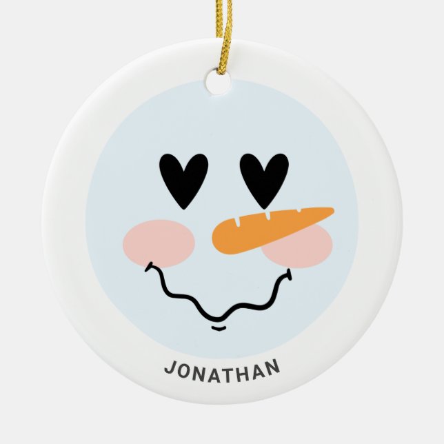 Adorno De Cerámica Navidades de Snowman personalizados en invierno (Frente)