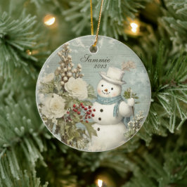 Adorno De Cerámica Navidades de Snowman rusos personalizados