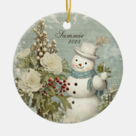 Adorno De Cerámica Navidades de Snowman rusos personalizados