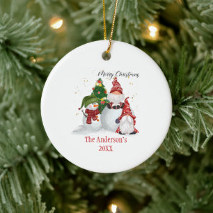 Adorno De Cerámica Navidades de Snowmen Gnomes