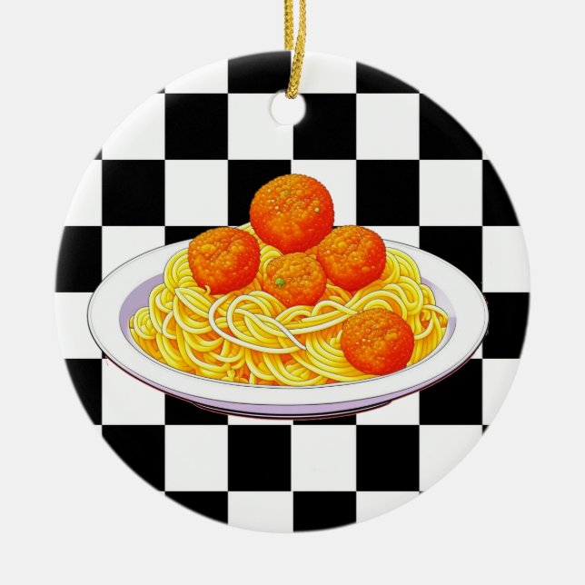 Adorno De Cerámica Navidades de Spaghetti Pun personalizados (Frente)