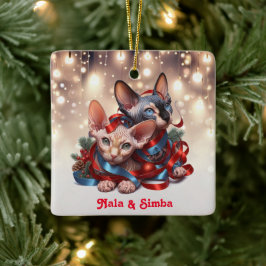 Adorno De Cerámica Navidades de Sphynx Kittens