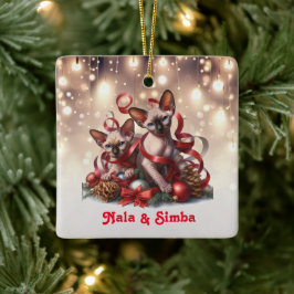 Adorno De Cerámica Navidades de Sphynx Kittens