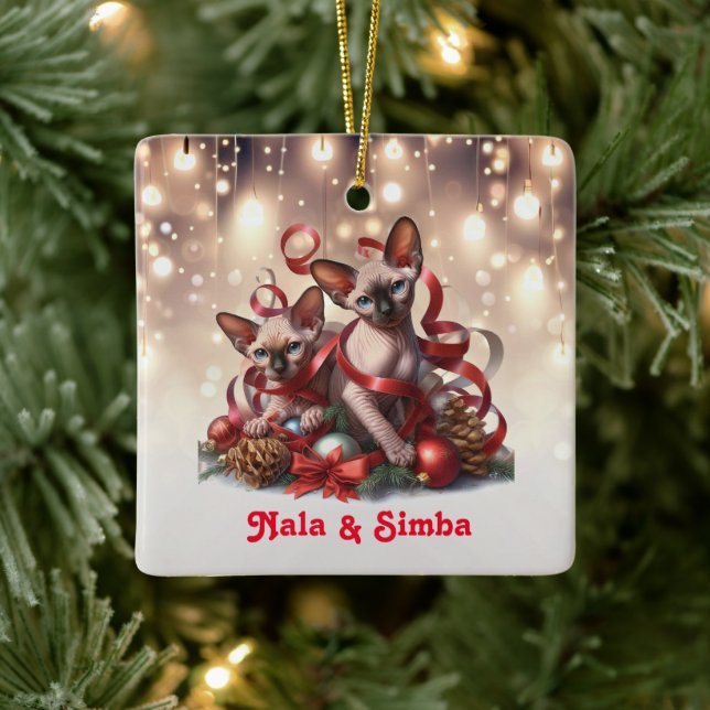 Adorno De Cerámica Navidades de Sphynx Kittens (Árbol)