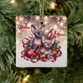 Adorno De Cerámica Navidades de Sphynx Kittens