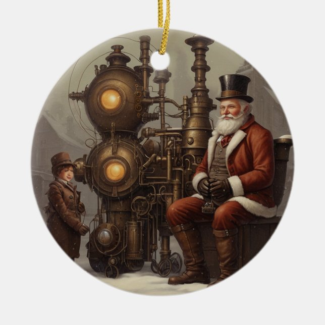 Adorno De Cerámica Navidades de Steampunk de Santa (Frente)