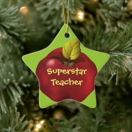 Adorno De Cerámica Navidades de Superstar Teacher Red Apple