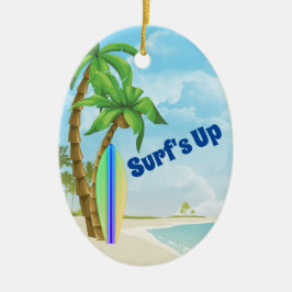 Adorno De Cerámica Navidades de Surfboard Beach Surfing personalizado