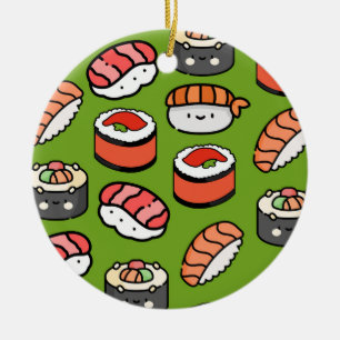 Adorno De Cerámica Navidades de sushi de comida graciosa y colorida K