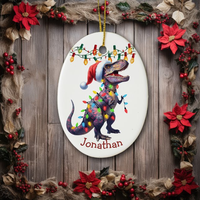 Adorno De Cerámica Navidades de T-Rex Holiday alumbran a niños (Subido por el creador)