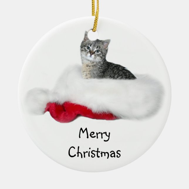 Adorno De Cerámica Navidades de Tabby Kitten (Frente)