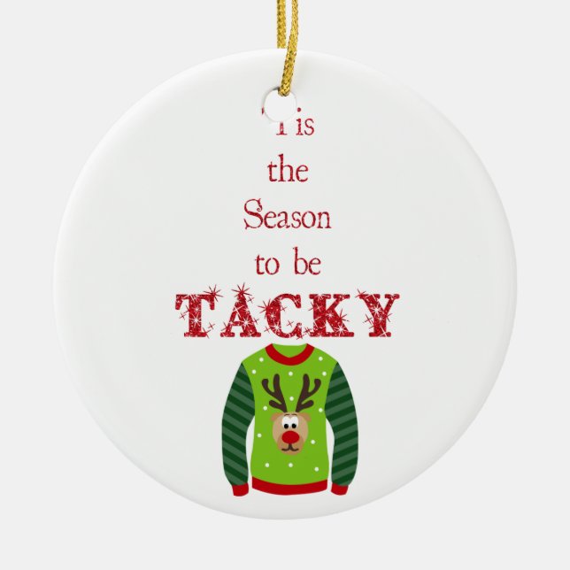 Adorno De Cerámica Navidades de Tacky Sweater Ornament (Frente)