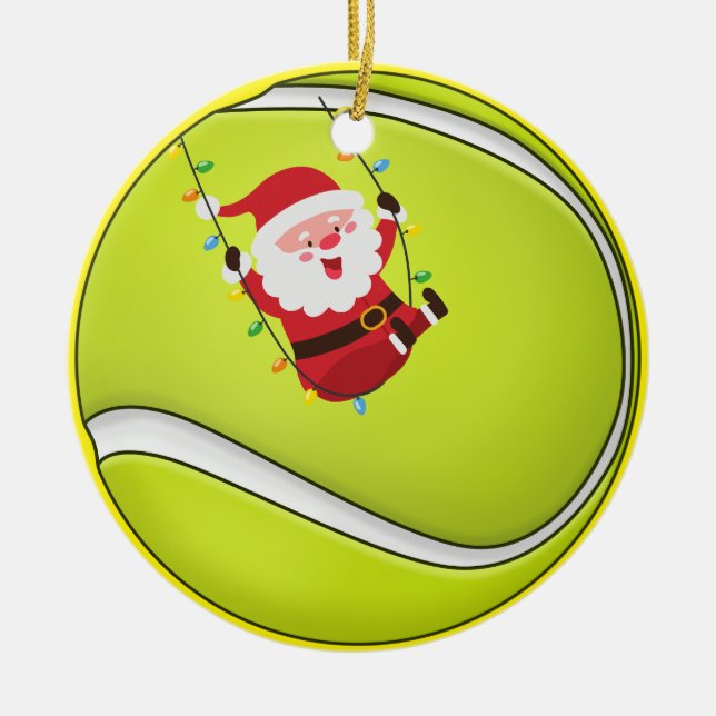 Adorno De Cerámica Navidades de tenis con baile y Santa Claus (Frente)