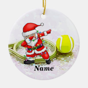 Adorno De Cerámica Navidades de tenis con Dabbing Santa Claus