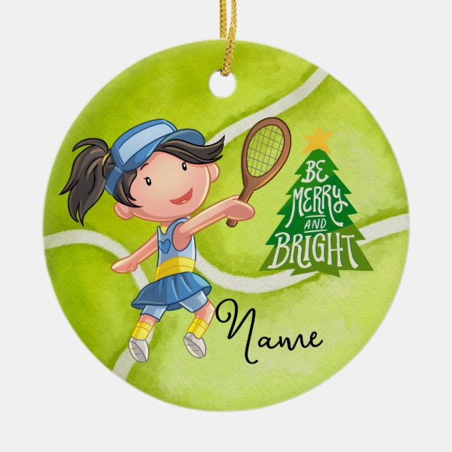 Adorno De Cerámica Navidades de tenis con pelota de tenis para chica (Frente)