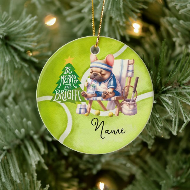 Adorno De Cerámica Navidades de tenis con pelota de tenis para futbol (Árbol)