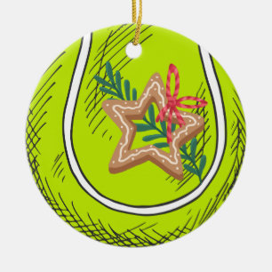 Adorno De Cerámica Navidades de tenis con pelota de tenis para jugado