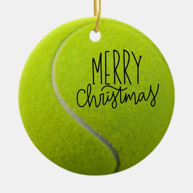 Adorno De Cerámica Navidades de tenis con pelota de tenis y Santa (Frente)