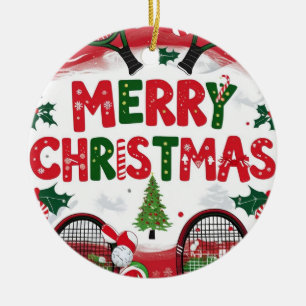 Adorno De Cerámica Navidades de tenis temática para jugador