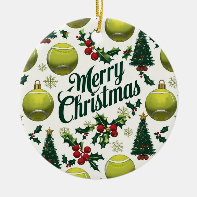 Adorno De Cerámica Navidades de tenis temática para jugador (Frente)