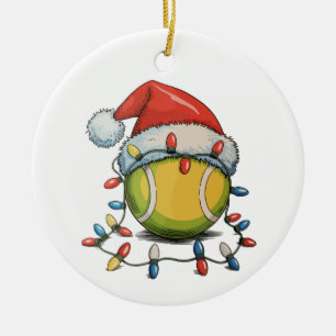 Adorno De Cerámica Navidades de tenis Xmas alumbran deportes Santa Ha