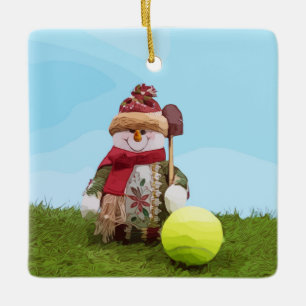 Adorno De Cerámica Navidades de tenis y snowman
