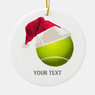 Adorno De Cerámica Navidades de Tennis Ball Santa Hat