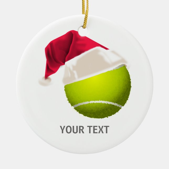 Adorno De Cerámica Navidades de Tennis Ball Santa Hat (Frente)