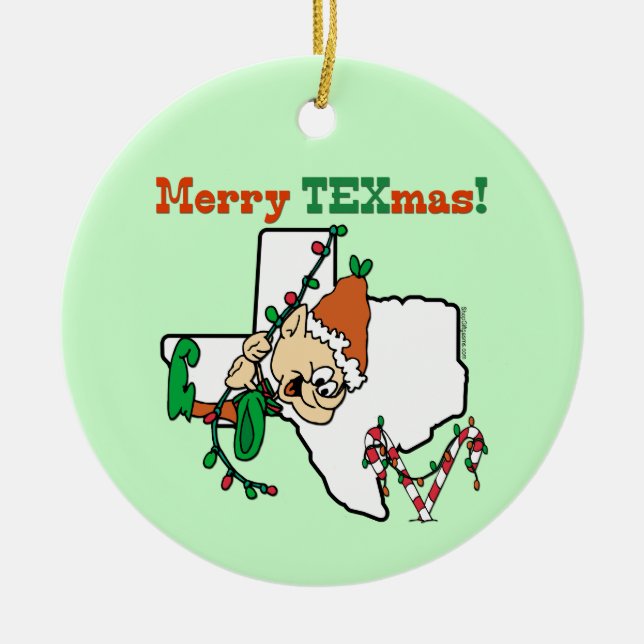Adorno De Cerámica Navidades de Texas (Frente)