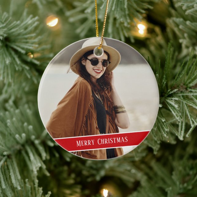 Adorno De Cerámica Navidades de texto y fotos de personalizados (Árbol)