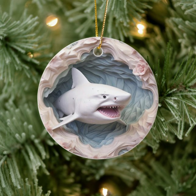 Adorno De Cerámica navidades de tiburones 3D (Árbol)