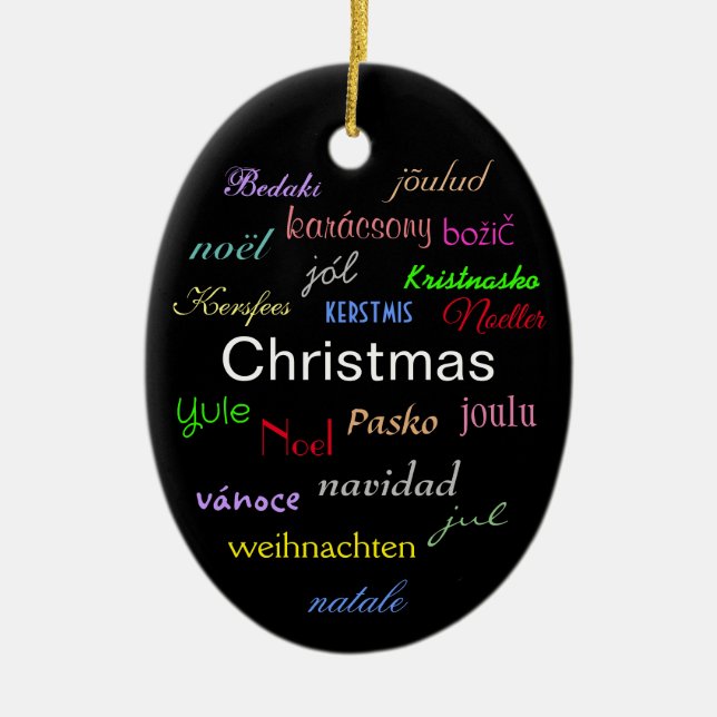 Adorno De Cerámica Navidades de todo el mundo en cerámica ovalada neg (Frente)