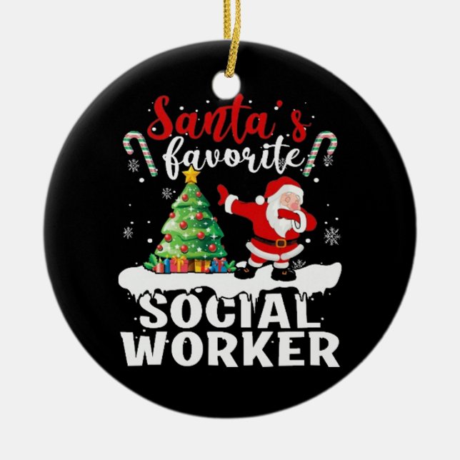 Adorno De Cerámica Navidades de trabajadores sociales (Frente)