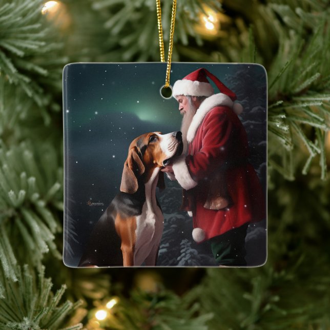 Adorno De Cerámica Navidades de Treeing Walker Coonhound Santa Claus (Árbol)