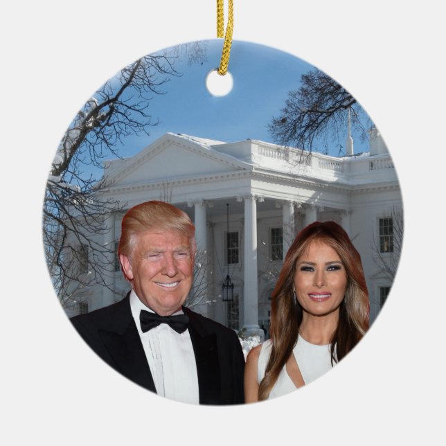 Adorno De Cerámica Navidades de Trump: Donald y Melania (Frente)