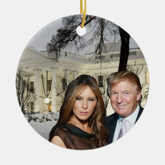 Adorno De Cerámica Navidades de Trump: Donald y Melania (Frente)