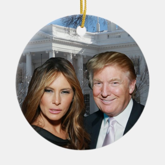 Adorno De Cerámica Navidades de Trump: Donald y Melania (Frente)