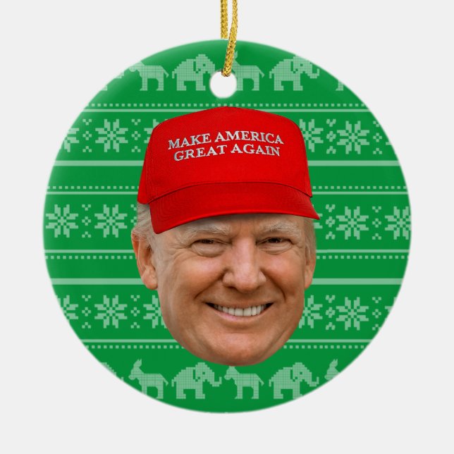 Adorno De Cerámica NAVIDADES de TRUMP MAGA (Frente)