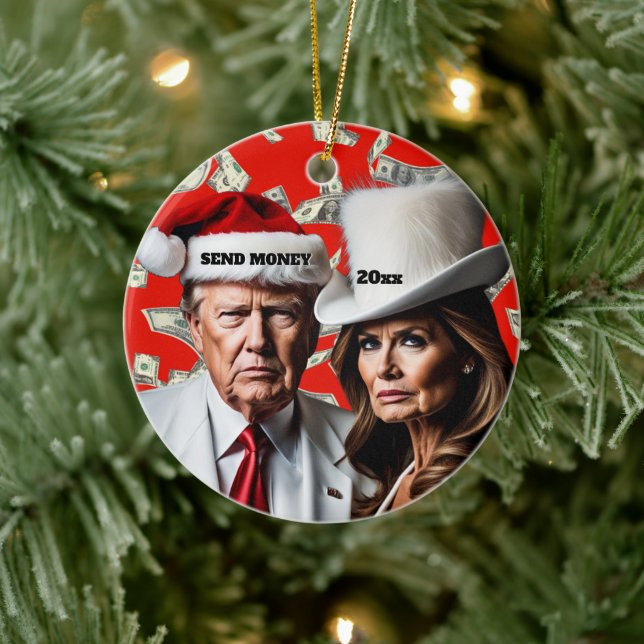 Adorno De Cerámica Navidades de Trump y Melania "envían dinero" (Árbol)