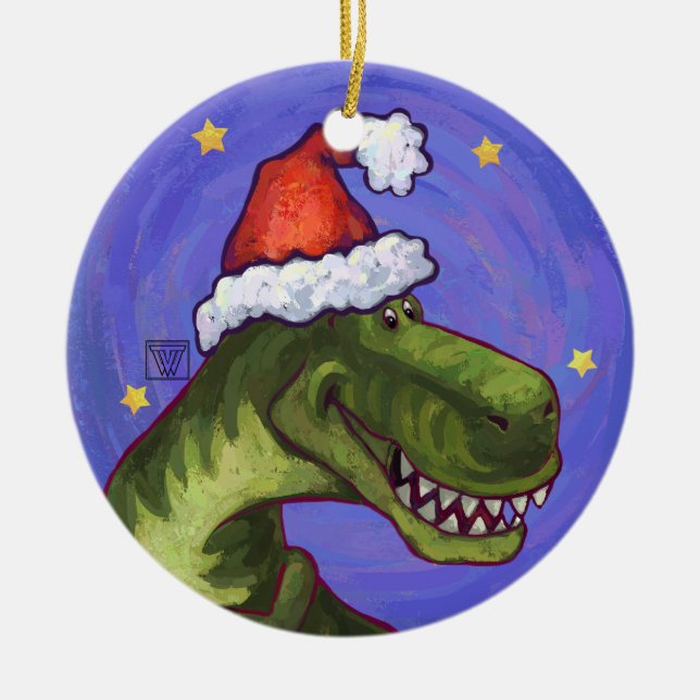 Adorno De Cerámica Navidades de Tyrannosaurus (Frente)