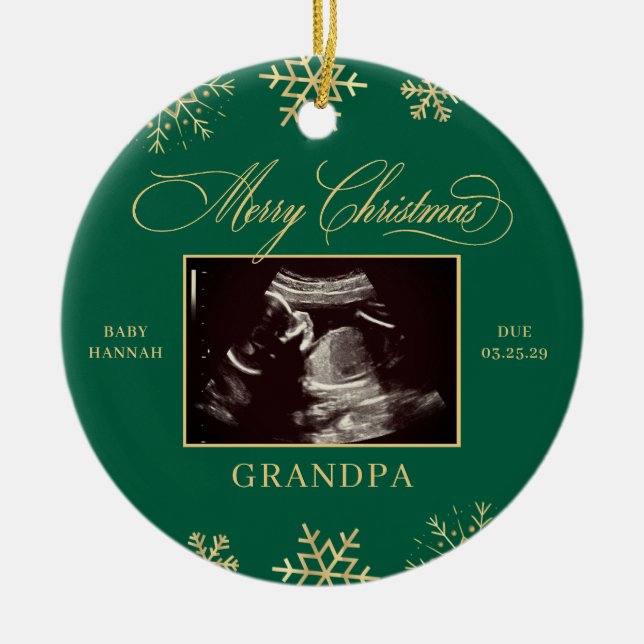 Adorno De Cerámica Navidades de ultrasonido para abuelos del sonogram (Frente)