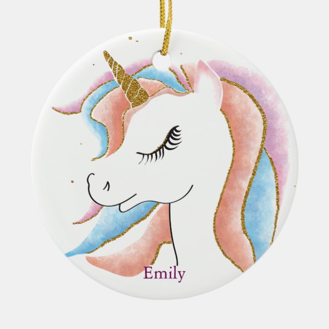 Adorno De Cerámica Navidades de unicornio personalizados (Frente)